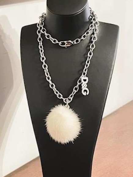 New Dolce Gabbana Necklace With Fur Charm